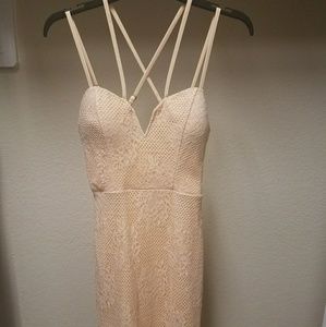 Material girl Lace Strap Dress - Blush